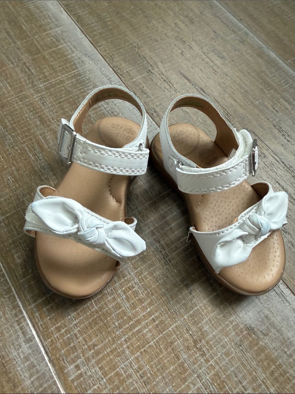 Stride Rite White Toddler Bow-Accent Sandals